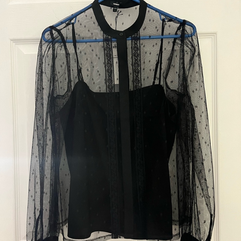 Express Black Sheer Lace Top